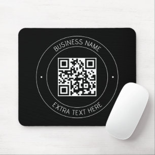 Your QR code & Editable Text   Black & White Mouse Mat