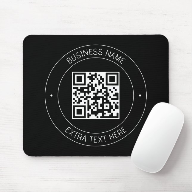 Your QR code & Editable Text | Black & White Mouse Mat (With Mouse)