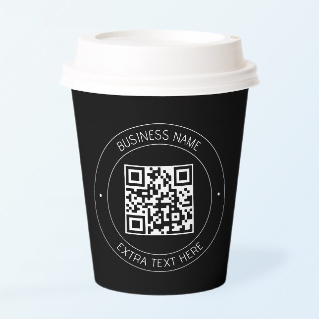 Your QR code & Editable Text | Black & White Paper Cups (Creator Uploaded)