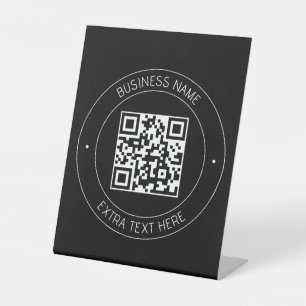 Your QR code & Editable Text Black & White Pedestal Sign