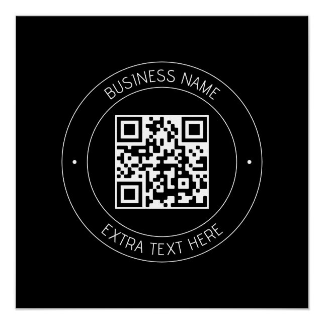 Your QR code & Editable Text | Black & White Poster (Front)