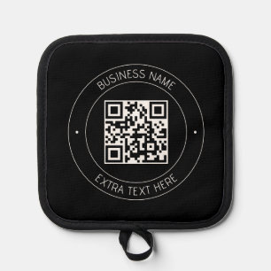 Your QR code & Editable Text   Black & White Pot Holder