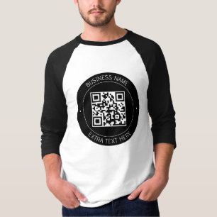 Your QR code & Editable Text Black & White T-Shirt