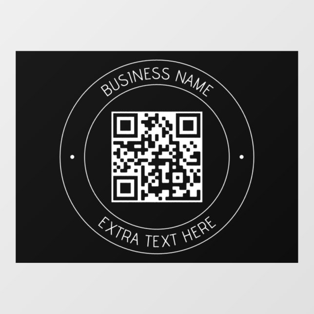 Your QR code & Editable Text | Black & White Window Cling (Sheet)