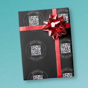 Your QR code & Editable Text Black & White Wrapping Paper