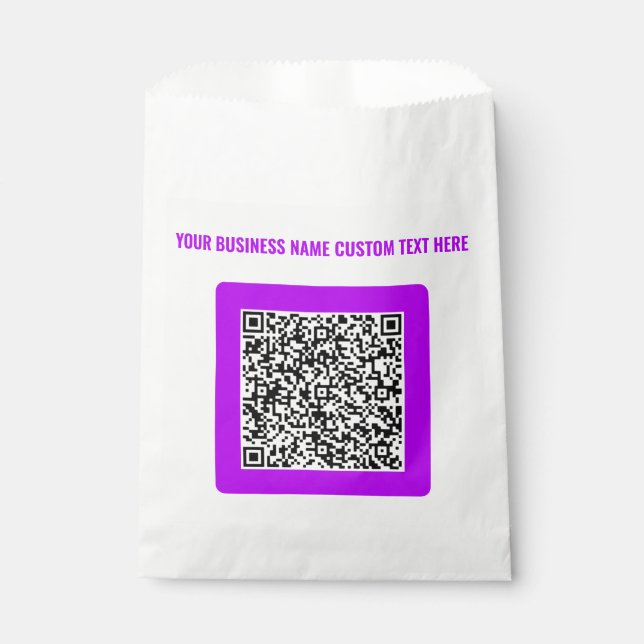 Your QR Code Favour Bag Example with Custom Text (Front)