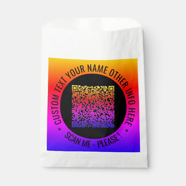 Your QR Code Favour Bags with Custom Text Example (Front)