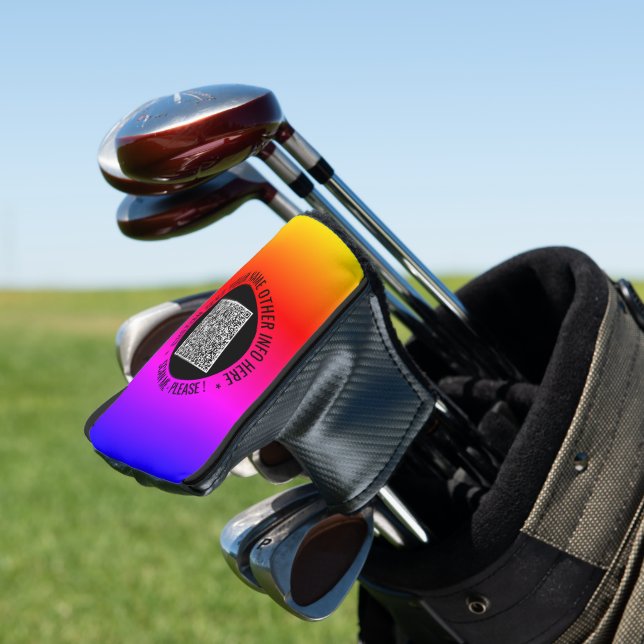 Your QR Code Golf Head Cover Example Custom Text (In Situ)