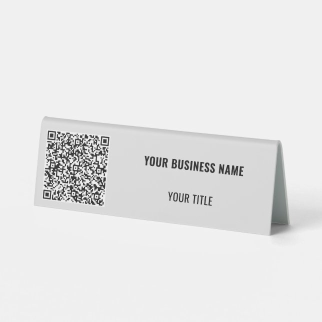 Your QR Code Info Business Name Table Tent Sign (Back)