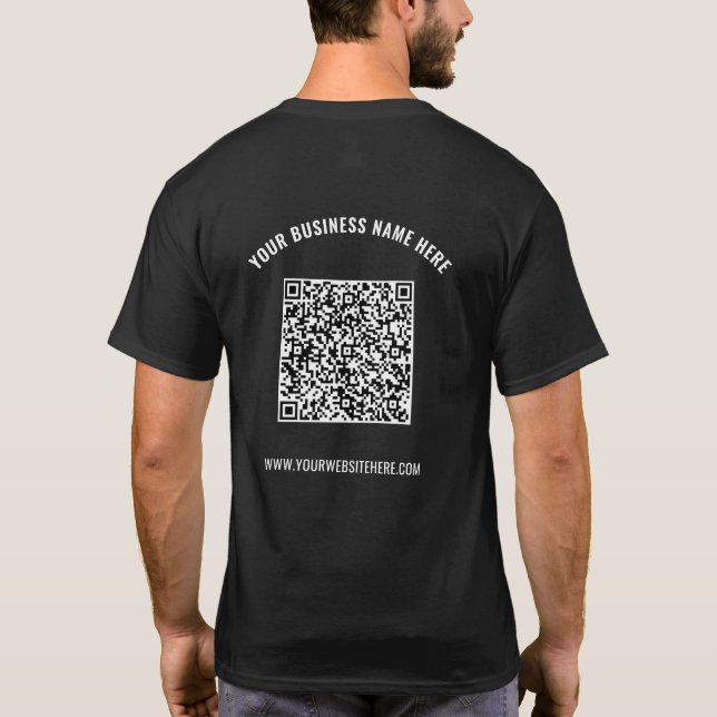 Your QR Code Info Custom Text Business T-Shirt (Back)