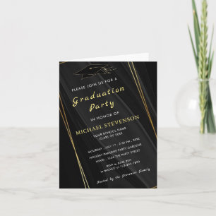 Your QR Code Info Gold Black Graduation Invitation