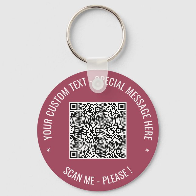Your QR Code Info Keychain Custom Text and Colors  (Front)
