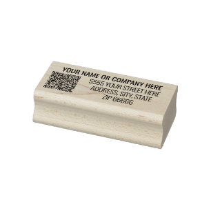 Your QR Code Info Name Address Modern Stamp