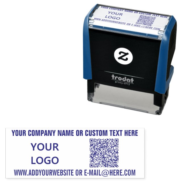Your QR Code , Logo and Custom Text Stamp Example (In Situ)