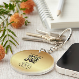 Your QR Code Logo Gold Double Sided Circle Key Ring