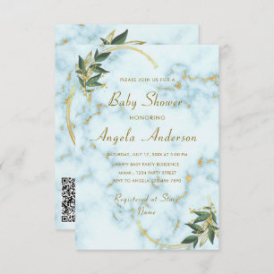 Your QR Code Marble Baby Boy Shower Invitation