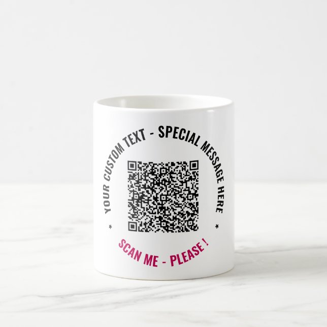 Your QR Code Mug Gift with Custom Text and Colours (Center)