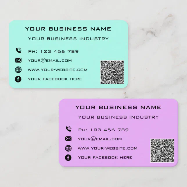Your QR Code Name Address Info Colour Business Car Calling Card | Zazzle