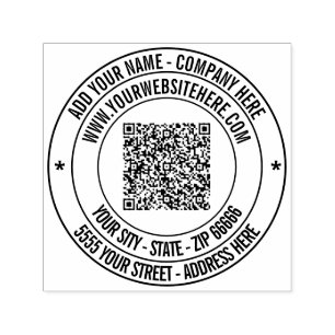 Your QR Code Name Address Website Round Stamp