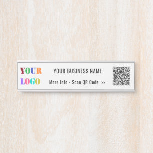 Your QR Code Name and Logo Business Door Sign