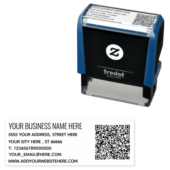 Your QR Code Name Info Address Self-inking Stamp (In Situ)