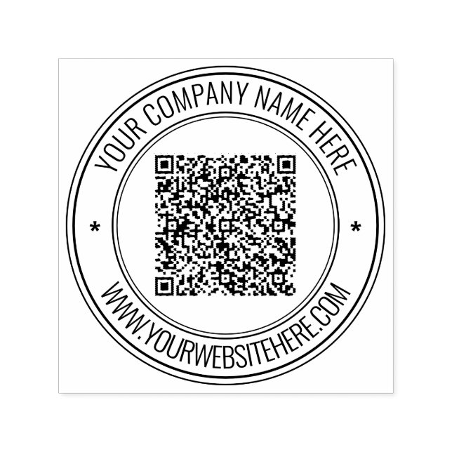 Your QR Code Name Website Round Self-inking Stamp (Design)