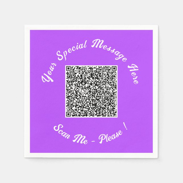 Your QR Code Napkins Example Custom Text and Colou (Front)