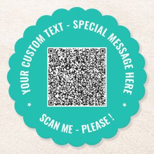Your QR Code Paper Coaster Custom Text and Colours