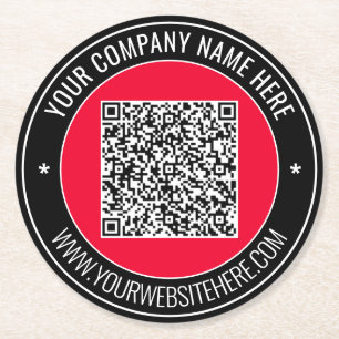 Your QR Code Paper Coaster Custom Text and Colours