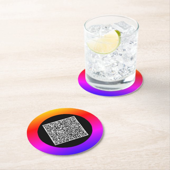 Your QR Code Paper Coaster Example Custom Text (Insitu)