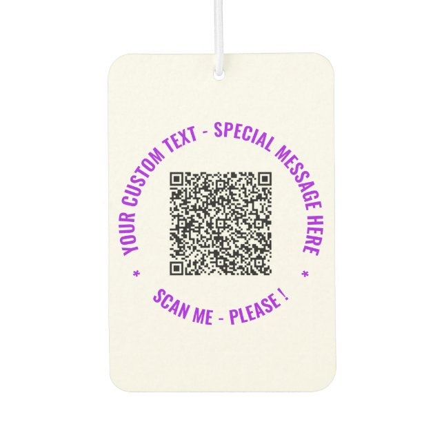 Your QR Code Scan and Custom Text Air Freshener (Front)