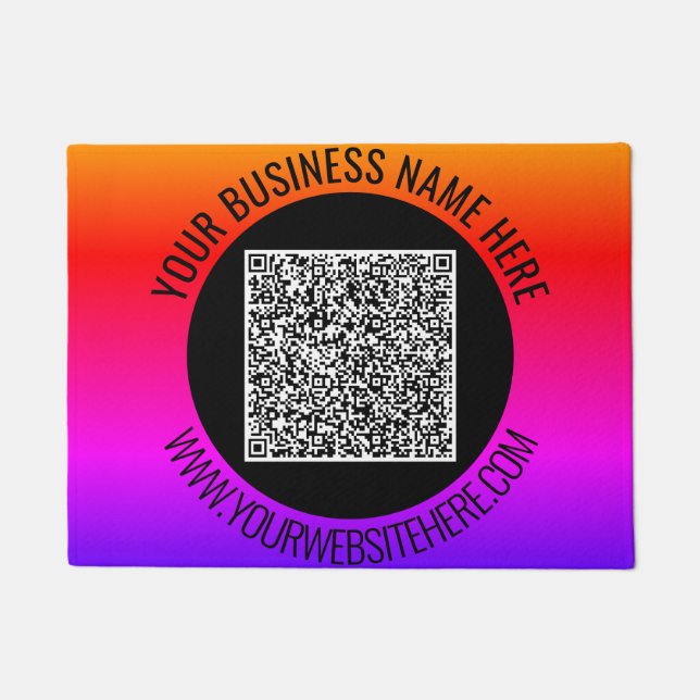 Your QR Code Scan and Custom Text Business Doormat (Front)