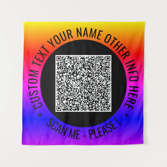 Your QR Code Scan and Custom Text Colour Tapestry (Front)