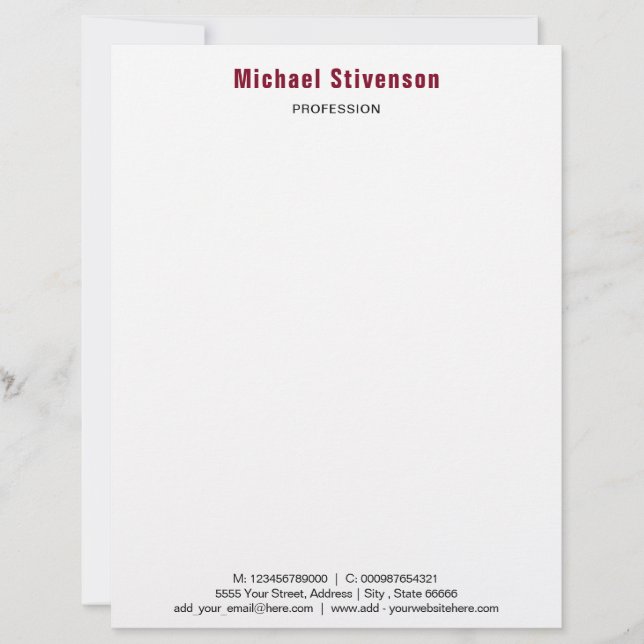 Your QR Code Scan and Name Text Info Letterhead (Front)