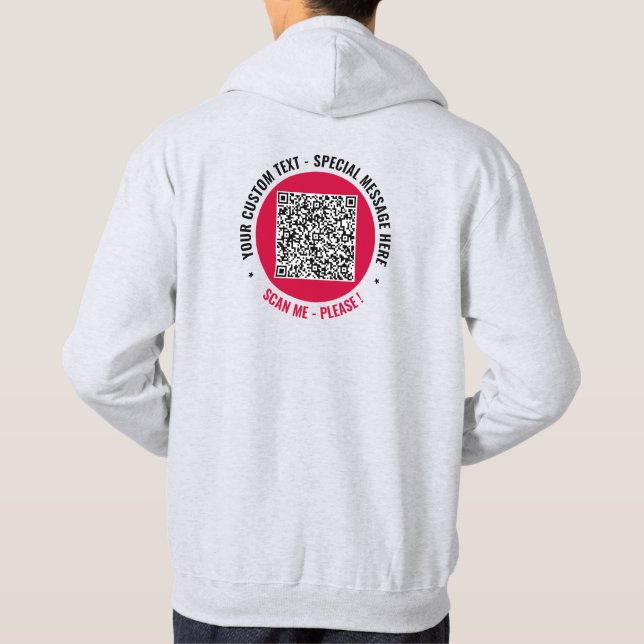 Your QR Code Scan Custom and Text and Colour Hoodi Hoodie (Back)