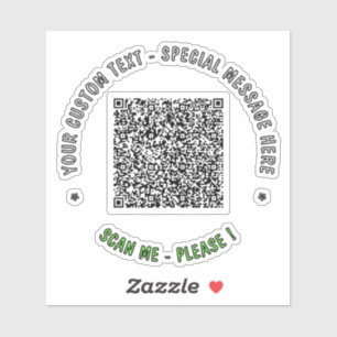Your QR Code Scan Custom Text and Colours Sticker