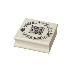Your QR Code Scan Custom Text Round Rubber Stamp