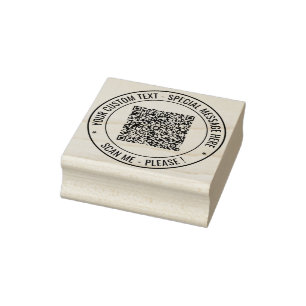 Your QR Code Scan Custom Text Round Rubber Stamp