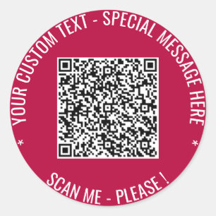 Your QR Code Scan Custom Text Sticker Choose Colou