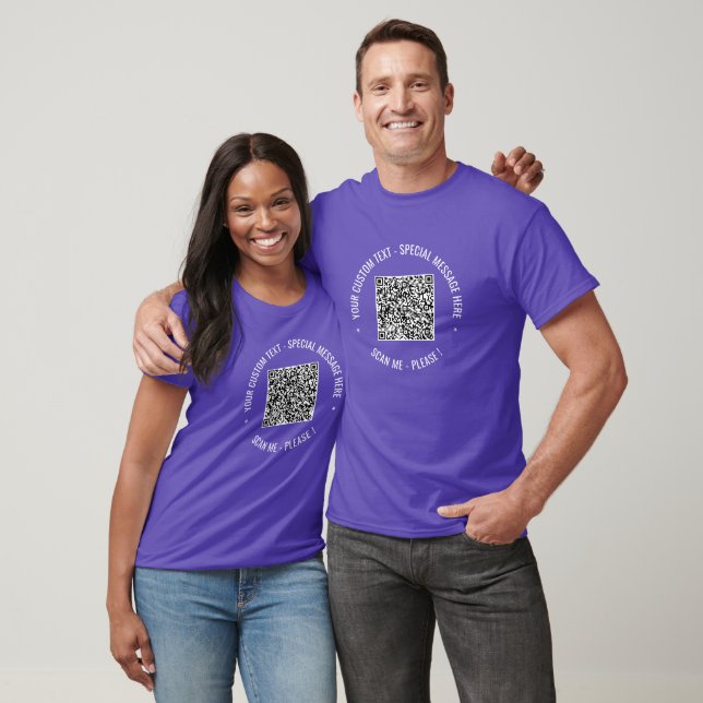 Your QR Code Scan Custom Text T-Shirt Choose Colou (Unisex)