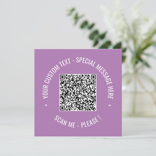 Your QR Code Scan Info and Custom Text Card (Standing Front)