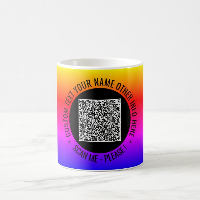 Your QR Code Scan Info and Custom Text Coffee Mug (Center)