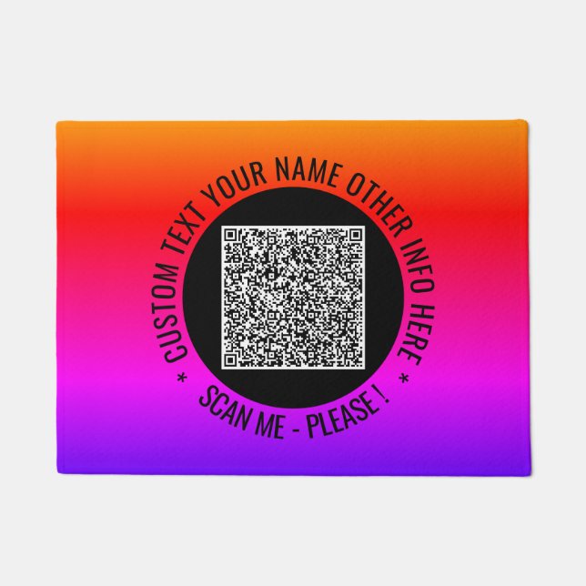 Your QR Code Scan Info and Custom Text Doormat (Front)