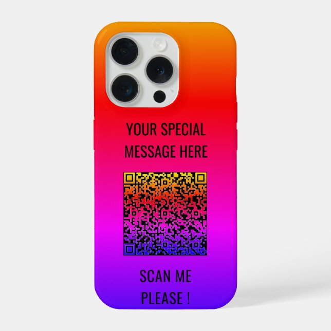 Your QR Code Scan Info and Custom Text iPhone Case (Back)