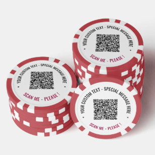 Your QR Code Scan Info and Custom Text Poker Chips