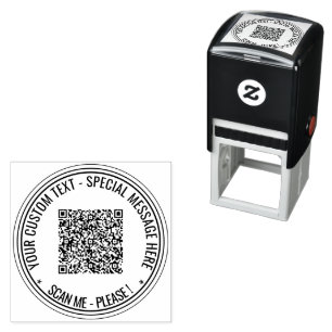 Your QR Code Scan Info and Custom Text Round Stamp