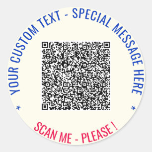 Your QR Code Scan Info and Custom Text Sticker