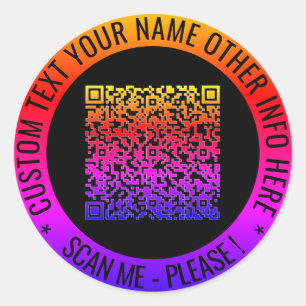 Your QR Code Scan Info and Custom Text Sticker