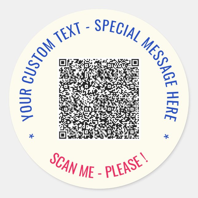 Your QR Code Scan Info and Custom Text Stickers (Front)