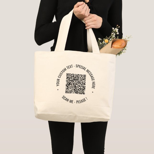 Your QR Code Scan Info and Custom Text Tote Bag (Front (Product))